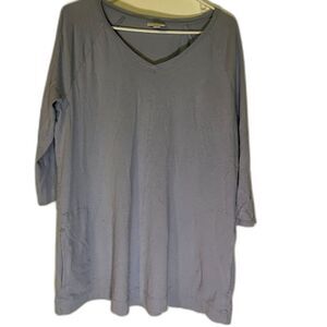 Pure Jill Normcore Minimalist Lavendar 3/4 Sleeve Front Slash Pockets Tunic Sz M